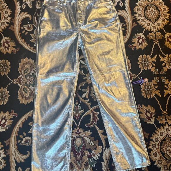 Gap Silver Metallic Cheeky High Rise Straight Pants - Picture 5 of 5